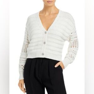 NWOT Sundays $242 Jeweled Button Cotton Cream Cardigan Sz XS - Bloomingdale’s